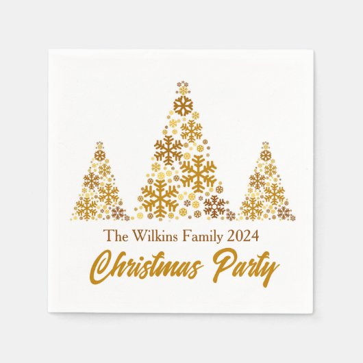 Chic Gold Snowflakes Kerstfeest gepersonaliseerd Servet (Voorkant)