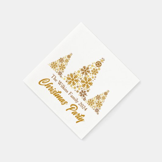 Chic Gold Snowflakes Kerstfeest gepersonaliseerd Servet (Hoek)