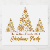 Chic Gold Snowflakes Kerstfeest gepersonaliseerd Sparkling Wijnetiket (Enkel label)