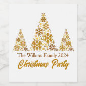 Chic Gold Snowflakes Kerstfeest gepersonaliseerd Wijn Etiket (Enkel label)