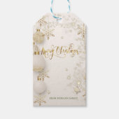 Chic Gold Snowflakes, kogelkerst Cadeaulabel (Voorkant)