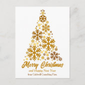 Chic Gold Snowflakes Merry Christmas Tree Company Feestdagenkaart (Voorkant)