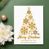 Chic Gold Snowflakes Merry Christmas Tree Company Feestdagenkaart