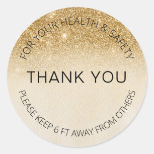 Chic Gold Social Distancing Glitter Salon op 6 ft  Ronde Sticker