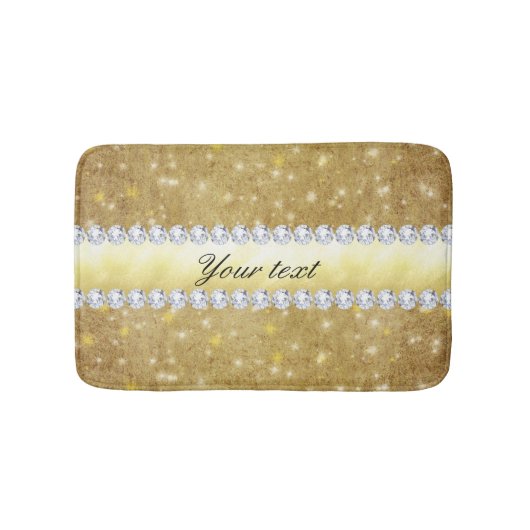 Chic Gold Sparking Stars en Diamonds Badmat (Voorkant)