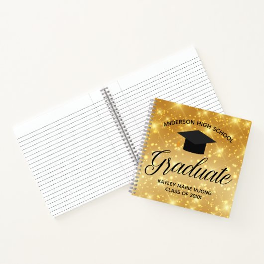 Chic Gold Sparkle Afstuderen Autograaf Guest Notitieboek (Binnen)