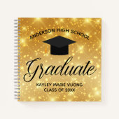 Chic Gold Sparkle Afstuderen Autograaf Guest Notitieboek (Voorkant)