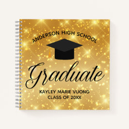 Chic Gold Sparkle Afstuderen Autograaf Guest Notitieboek