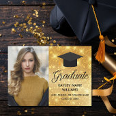 Chic Gold Sparkle Afstuderen Foto 2025 Afstuderen Aankondiging
