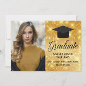 Chic Gold Sparkle Afstuderen Foto 2025 Afstuderen Aankondiging (Voorkant)