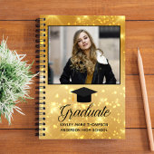 Chic Gold Sparkle Afstuderen Foto Afstuderen Notitieboek