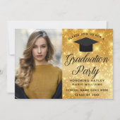 Chic Gold Sparkle Afstuderen Foto Graduation Party Kaart (Voorkant)
