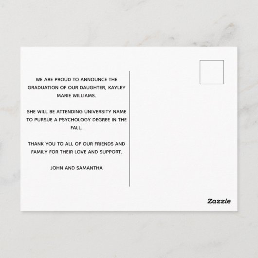 Chic Gold Sparkle Afstuderen Fotoaankondiging Briefkaart (Achterkant)