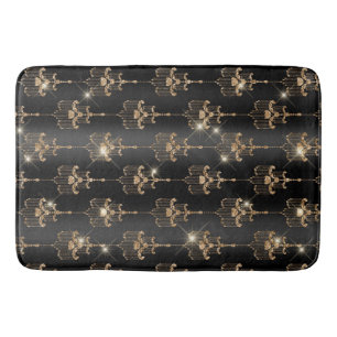 Chic Gold Sparkle Chandelier Black Badmat