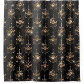 Chic Gold Sparkle Chandelier Black Douchegordijn (Voorkant)