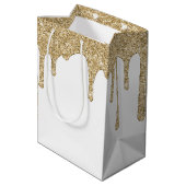 Chic Gold Sparkle Glitter Drips Medium Cadeauzakje (Achterkant Gekanteld)