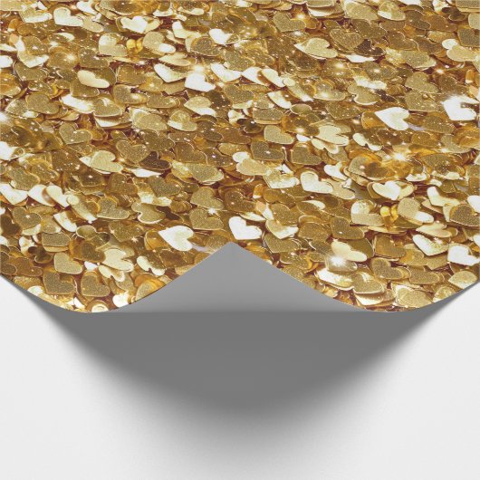 Chic Gold Sparkle Hearts Cadeaupapier (Hoek)