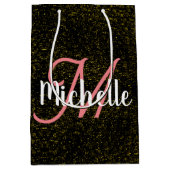 Chic Gold sparkle roze monogram gastro-uniek Medium Cadeauzakje (Voorkant)