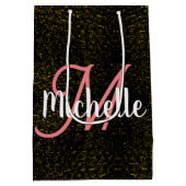 Chic Gold sparkle roze monogram gastro-uniek Medium Cadeauzakje (Achterkant)