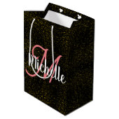 Chic Gold sparkle roze monogram gastro-uniek Medium Cadeauzakje (Achterkant Gekanteld)