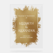 Chic Gold Splash Wedding Welkom Acryl Bord (Voorkant)