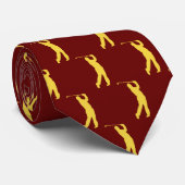 Chic Gold Sports Golfer Silhouette Stropdas (Opgerold)