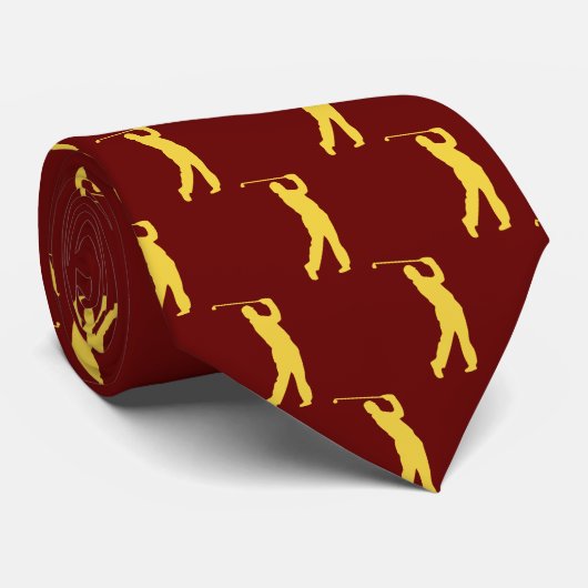 Chic Gold Sports Golfer Silhouette Stropdas (Opgerold)