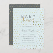 Chic Gold Sprinkle Confetti Script Baby shower Uitnodiging Briefkaart (Voorkant / Achterkant)