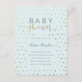 Chic Gold Sprinkle Confetti Script Baby shower Uitnodiging Briefkaart (Voorkant)