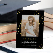 Chic Gold Stars BLK Photo Afstuderen aangekondigd Kaart