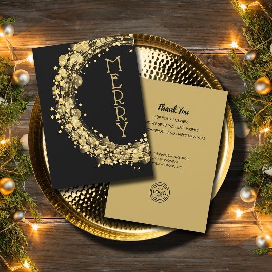 Chic Gold Stars Krans Kerst Zakelijk Feestdagenkaart