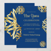 Chic Gold Stars - Uitnodiging voor nieuwe jaren (Voorkant / Achterkant)
