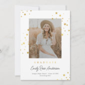 Chic Gold Stars WHT Foto Afstuderen Aankondiging (Voorkant)