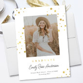 Chic Gold Stars WHT Foto Afstuderen Aankondiging