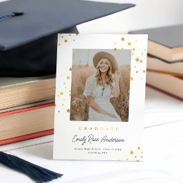 Chic Gold Stars WHT Foto Afstuderen Aankondiging