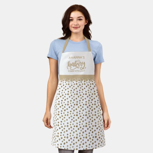 Chic Gold Stippen Kitchen Baking Apron Schort (Gedragen)