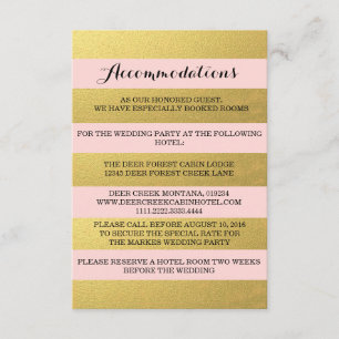 CHIC GOLD STRIPES ACCOMMODATION CARD INFORMATIEKAARTJE