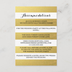 CHIC GOLD STRIPES ACCOMMODATION CARD INFORMATIEKAARTJE