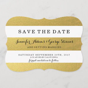 CHIC GOLD STRIPES BEWAREN DE DATUM SAVE THE DATE