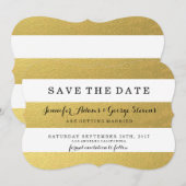 CHIC GOLD STRIPES BEWAREN DE DATUM SAVE THE DATE (Voorkant / Achterkant)