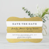 CHIC GOLD STRIPES BEWAREN DE DATUM SAVE THE DATE (Staand voorkant)
