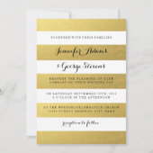 CHIC GOLD STRIPES WEDDING INVITATION KAART (Voorkant)