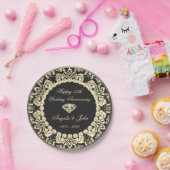 Chic Gold Swirls Diamonds 50th Wedding Anniversar Papieren Bordje (Feest)