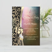 Chic Gold Swirls Glas, High Heels Retirement Kaart (Staand voorkant)