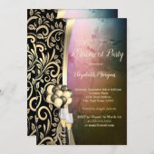 Chic Gold Swirls Glas, High Heels Retirement Kaart (Voorkant / Achterkant)