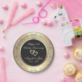 Chic Gold Swirls Hearts 50th Wedding Anniversar Papieren Bordje (Feest)