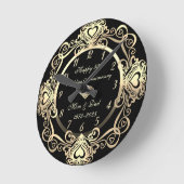 Chic Gold Swirls Hearts Diamond 50th Wedding Ronde Klok (Hoek)