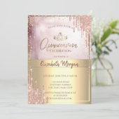 Chic Gold Tiara, diamanten Roos Gold Glitter Drive Kaart (Staand voorkant)