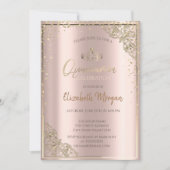 Chic Gold Tiara, Diamonds Roos Gold Quinceañera Kaart (Voorkant)
