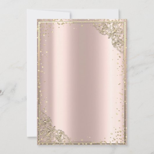 Chic Gold Tiara, Diamonds Roos Gold Quinceañera Kaart (Achterkant)